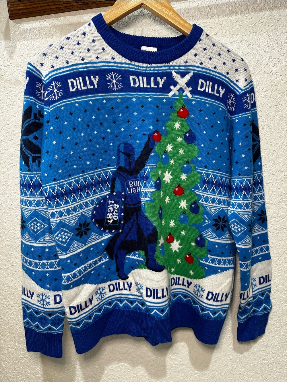 Bud Light Dilly Dilly Blue Crewneck Holiday Sweater